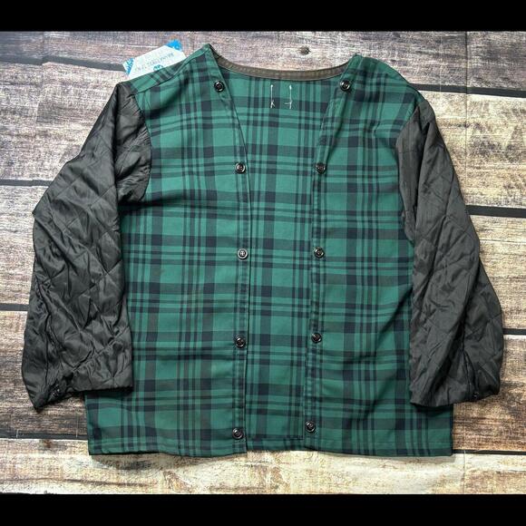 VTG Carhartt Open Front Jacket Men's XL Green Plaid Cotton USA Made